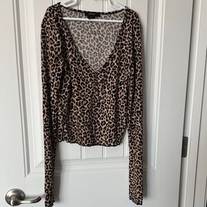 Forever 21 Leopard Print V-Neck Blouse
